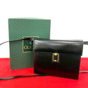 GUCCI GG logo leather turnlock shoulder bag black